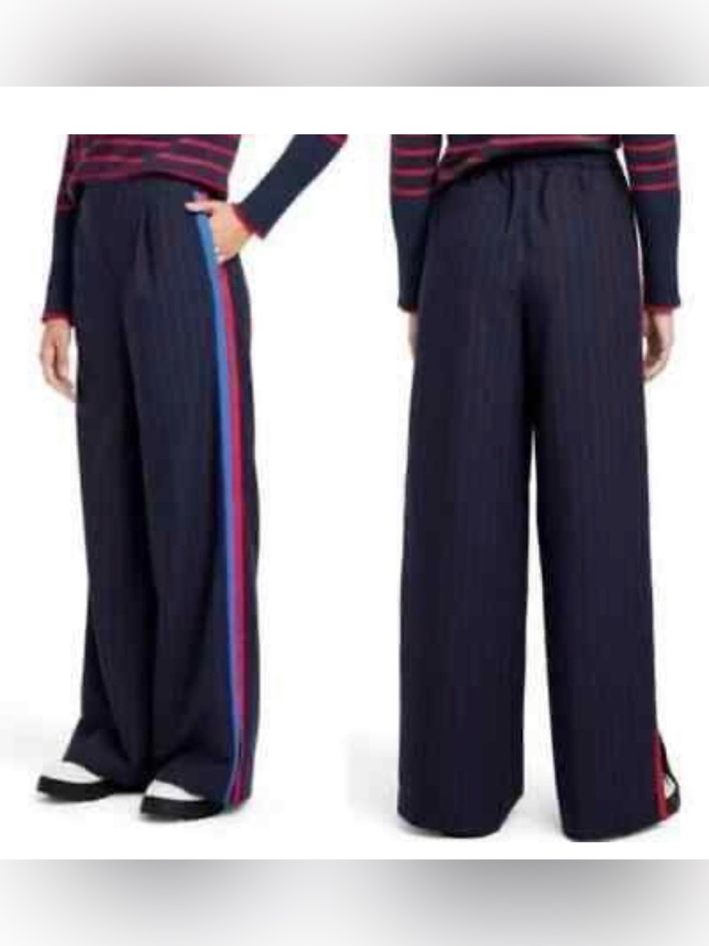 Never used: La Ligne x Target Wide-Leg Trousers with Red and Royal Blue Stripes